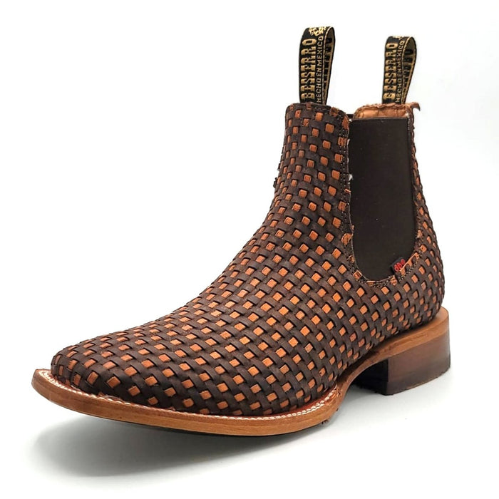 El Besserro Men's Petatillo Leather Square Toe Ankle Boots Brown - 6