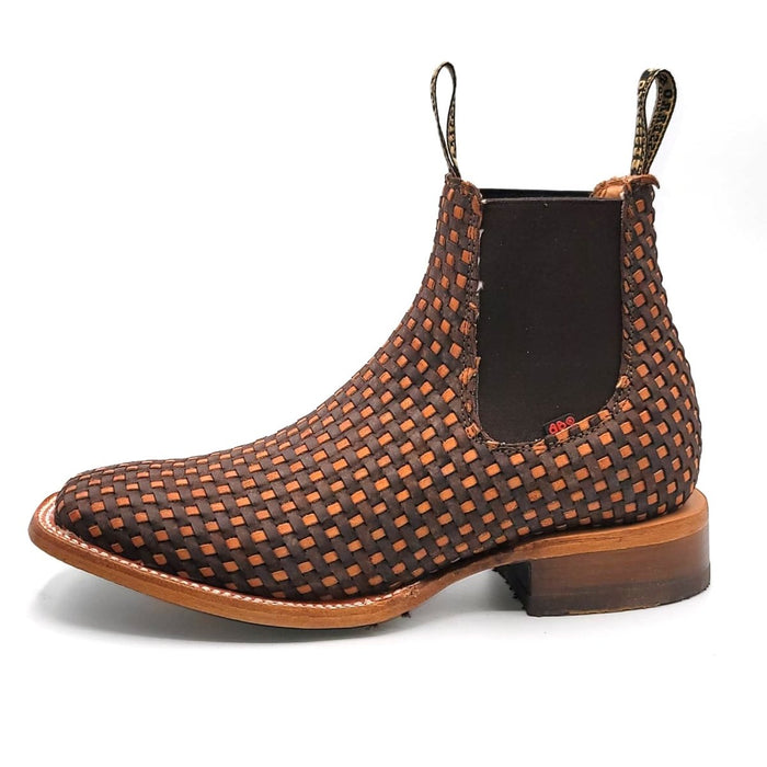 El Besserro Men's Petatillo Leather Square Toe Ankle Boots Brown - 6