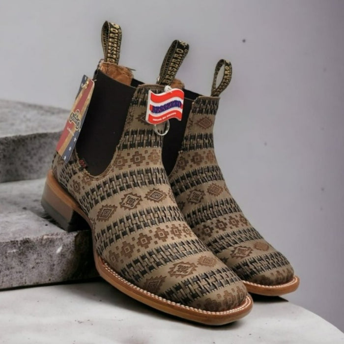 El Besserro Men's Petatillo Leather Square Toe Ankle Boots Capuchino - 6