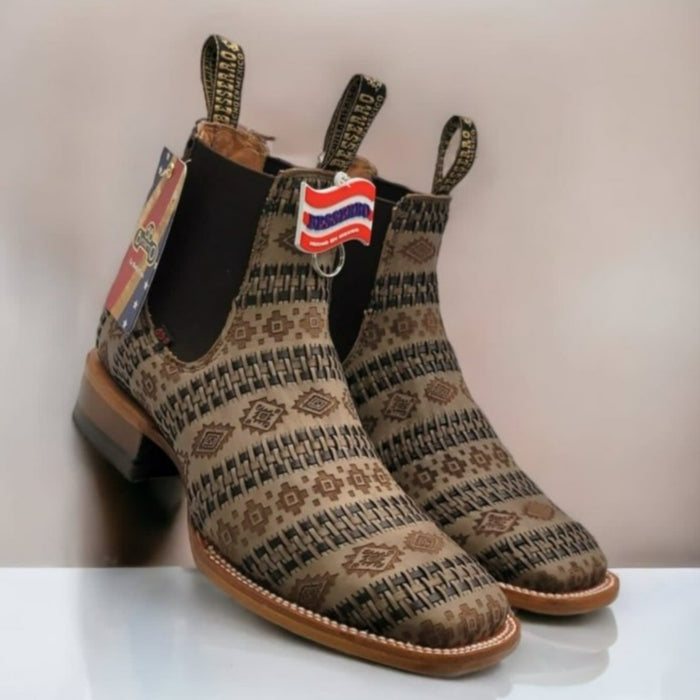 El Besserro Men's Petatillo Leather Square Toe Ankle Boots Capuchino - 6