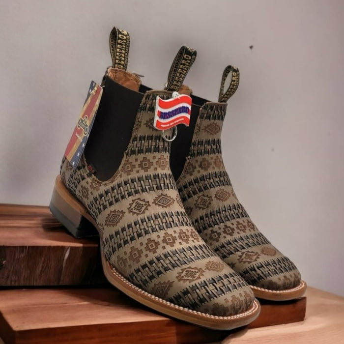 El Besserro Men's Petatillo Leather Square Toe Ankle Boots Capuchino - 6