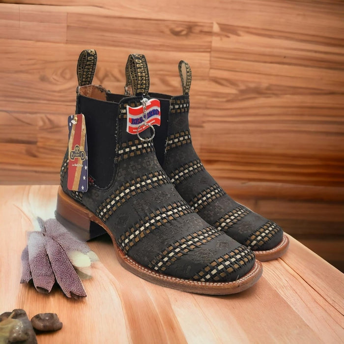 El Besserro Men's Petatillo Leather Square Toe Ankle Boots Dark Brown - 6