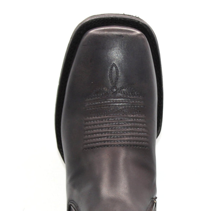 El Besserro Men's Square Toe Leather Ankle Boots Black - 6