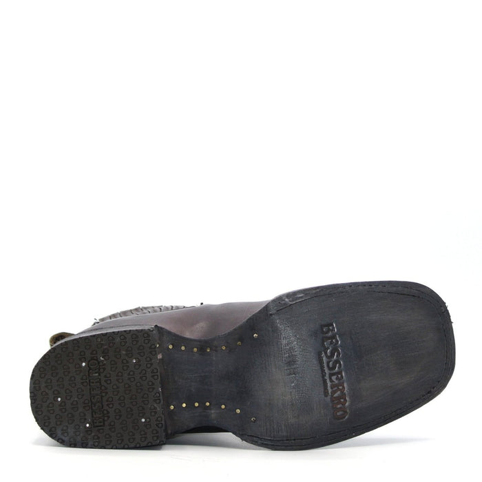 El Besserro Men's Square Toe Leather Ankle Boots Black - 6