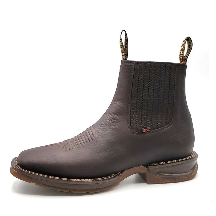 El Besserro Men's Square Toe Leather Ankle Boots Chocolate - 6