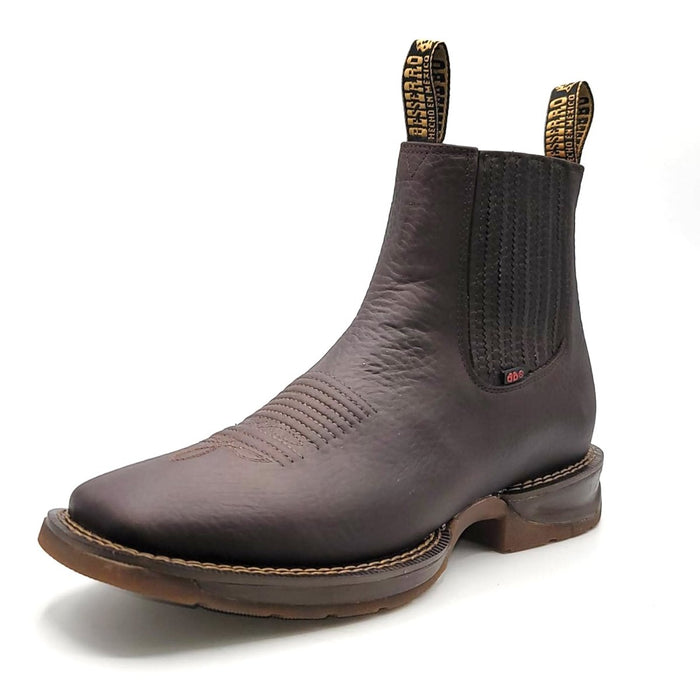 El Besserro Men's Square Toe Leather Ankle Boots Chocolate - 6