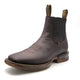 El Besserro Men's Square Toe Leather Ankle Boots Chocolate