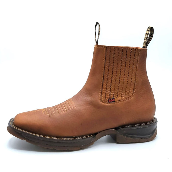 El Besserro Men's Square Toe Leather Ankle Boots Honey - 6