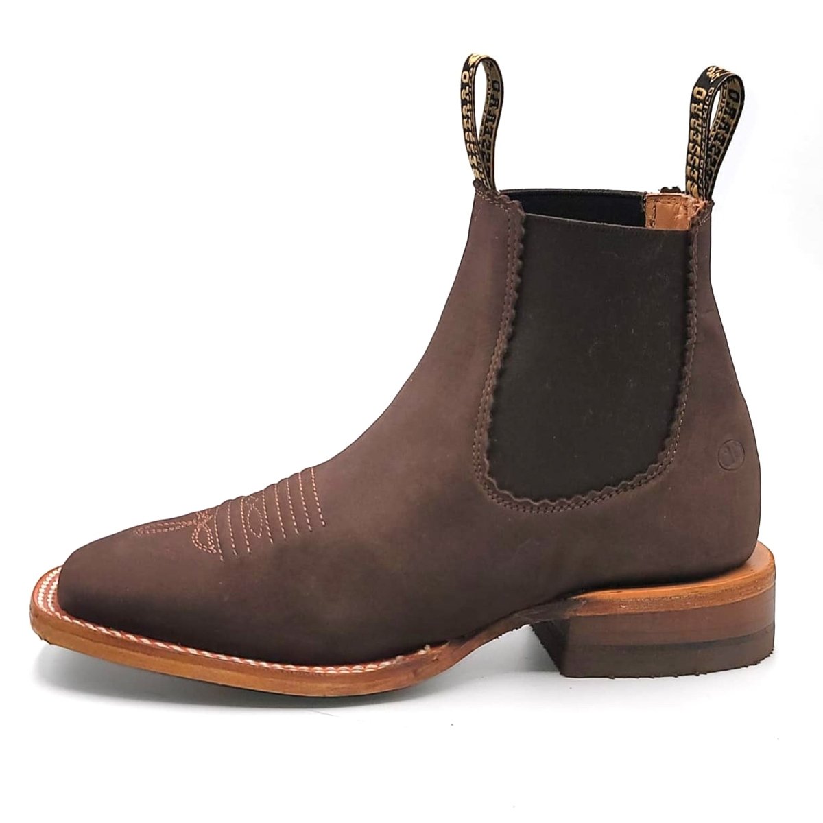 El Besserro Women's Square Toe Leather Ankle Boots Brown - 5