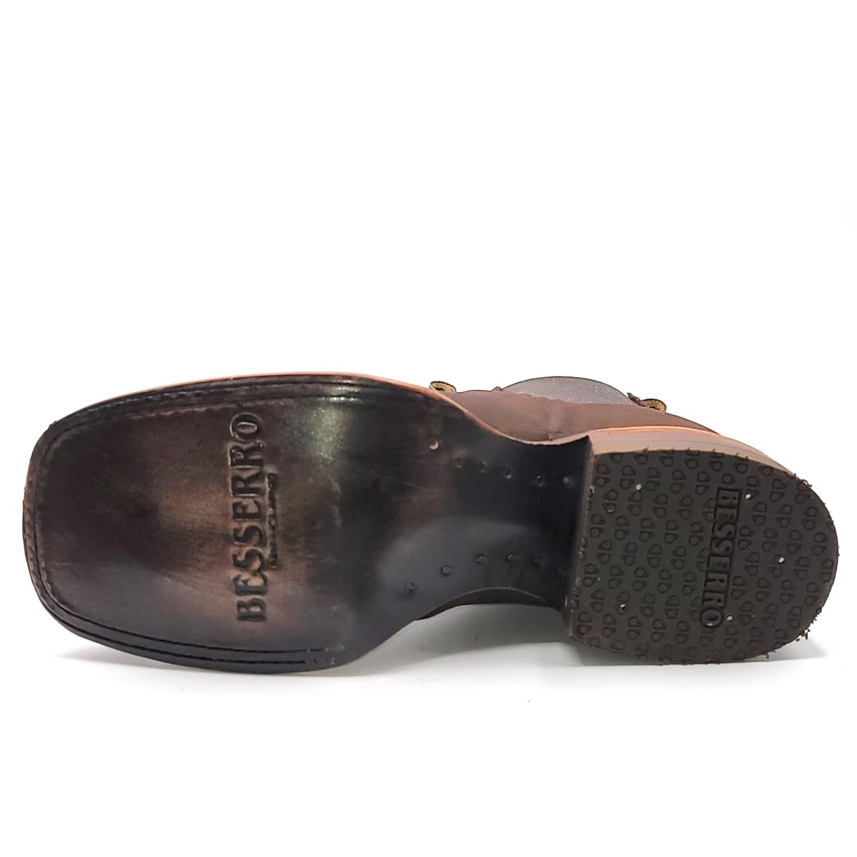 El Besserro Women's Square Toe Leather Ankle Boots Brown - 5