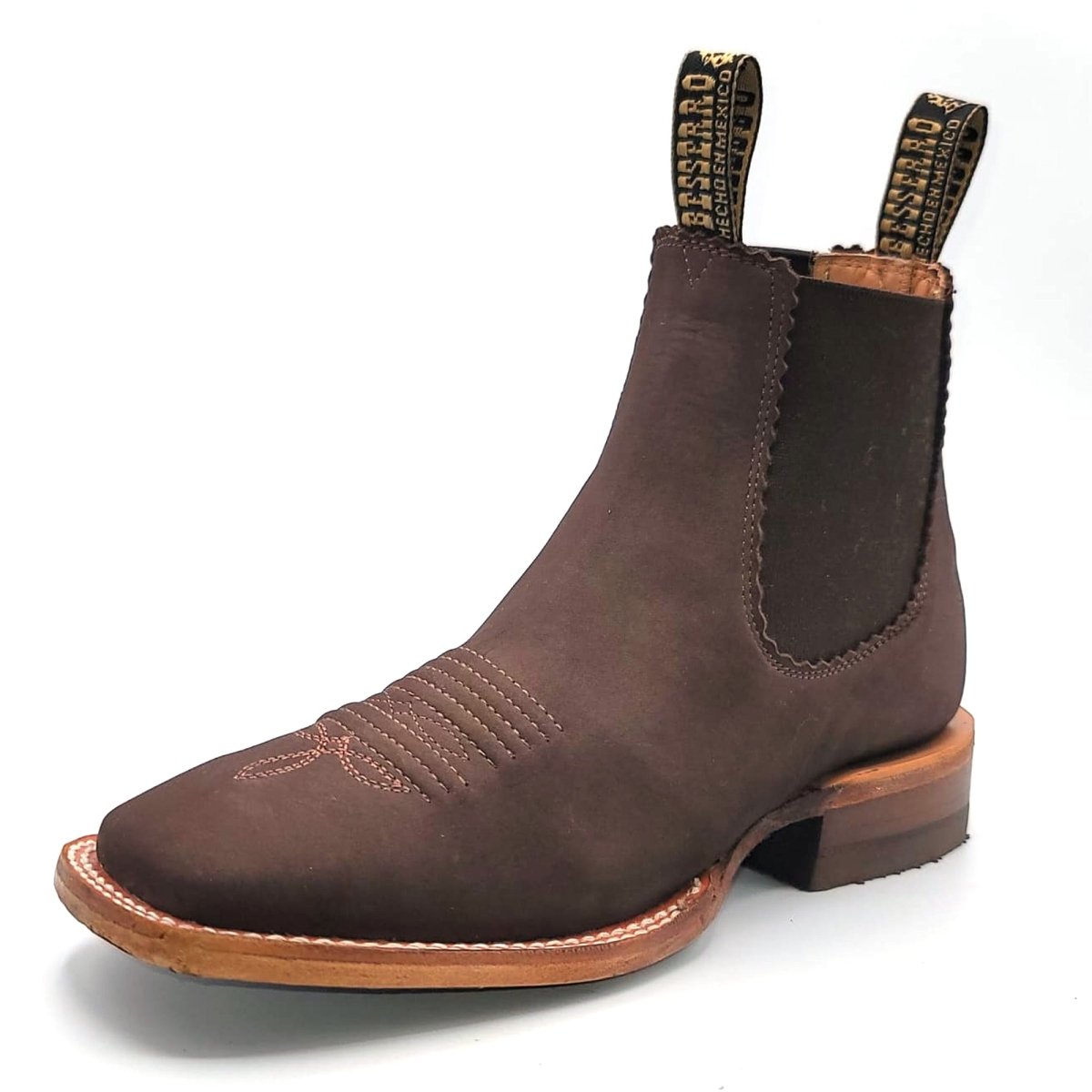 El Besserro Women's Square Toe Leather Ankle Boots Brown - 5