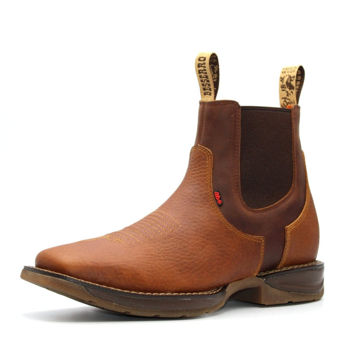 El Besserrro Men's Square Toe Leather Ankle Boots Honey w/ Rubber Sole - 6