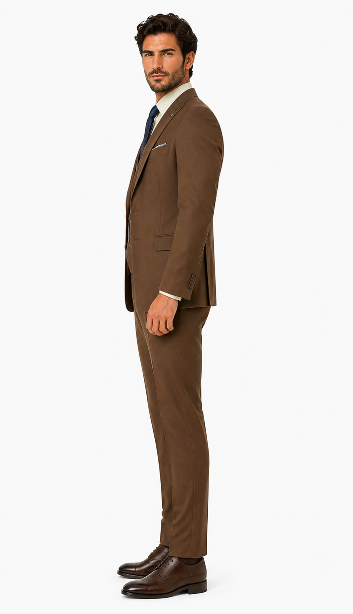 Elegant Brown Wedding Suit for Men Three-Piece Groom Outfit