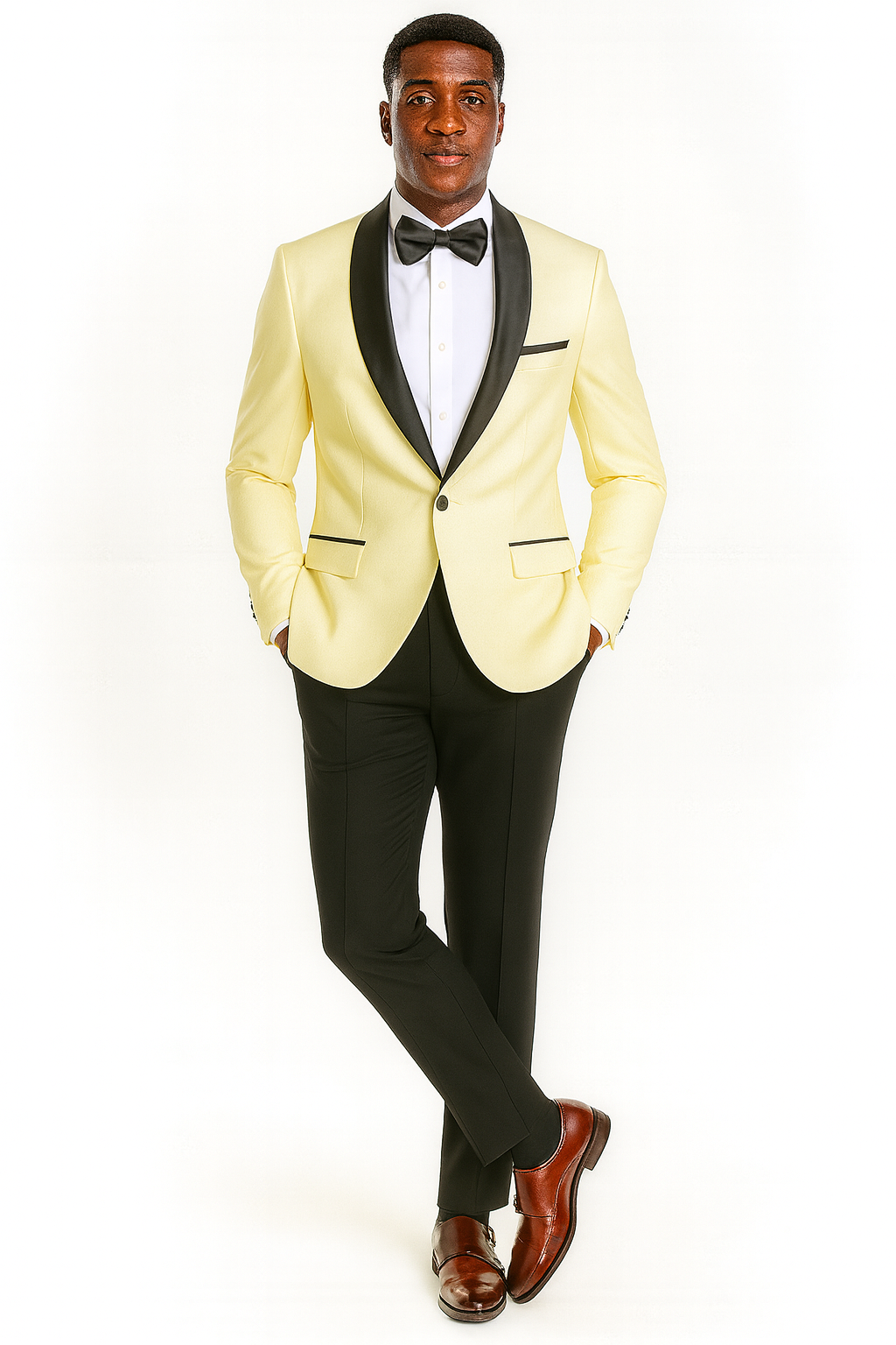 Big And Tall Suit For Men - Jacket + Pants + Bowtie + Pants - Ivory Suit - 34 Short or Extra Small