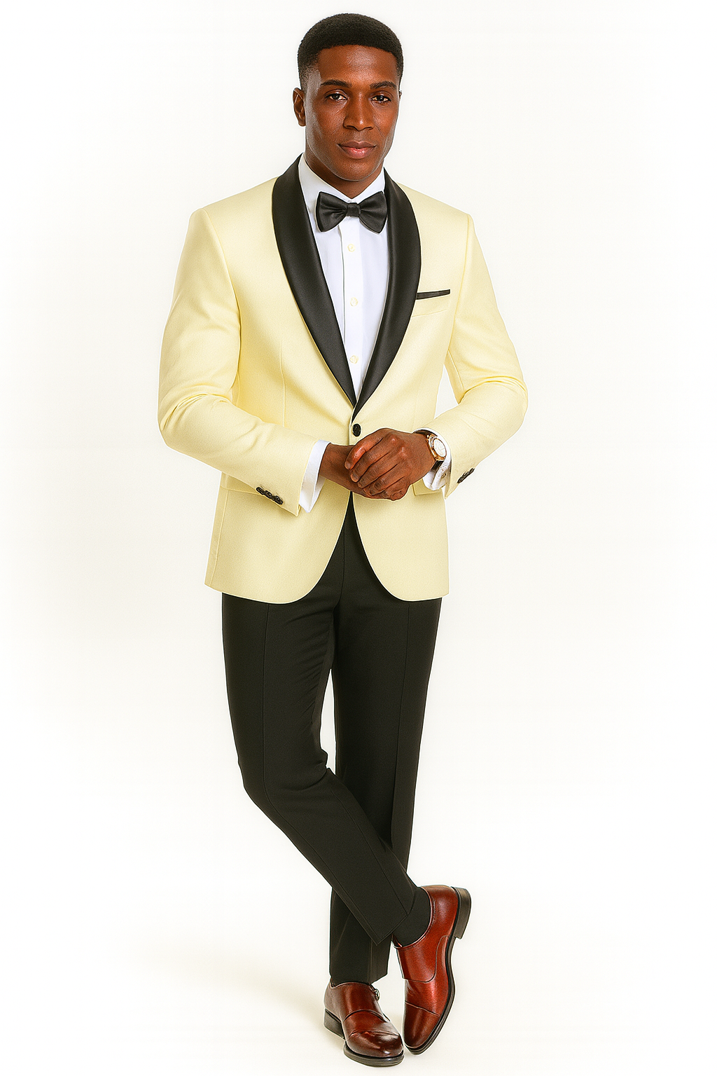 Big And Tall Suit For Men - Jacket + Pants + Bowtie + Pants - Ivory Suit - 34 Short or Extra Small