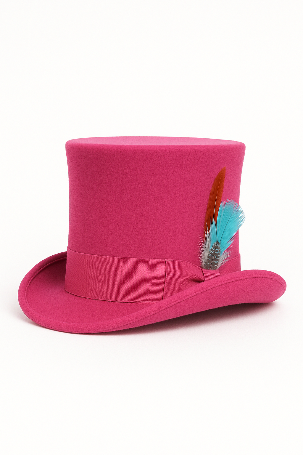 Victorian Steampunk Top Hat - 1800 19th Century - Dressy Loden Felt Top Hot Pink Fuschia Hat - S