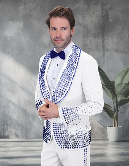 Statement Men's 2 Piece Modern Fit Tuxedo - Rhinestone Details - 38R