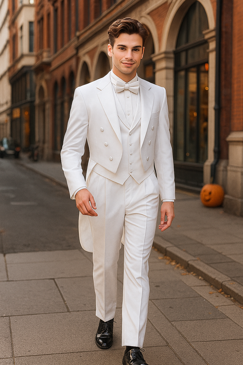 Men's Tuxedo Regular Fit Collection With Tails 3 Piece In White