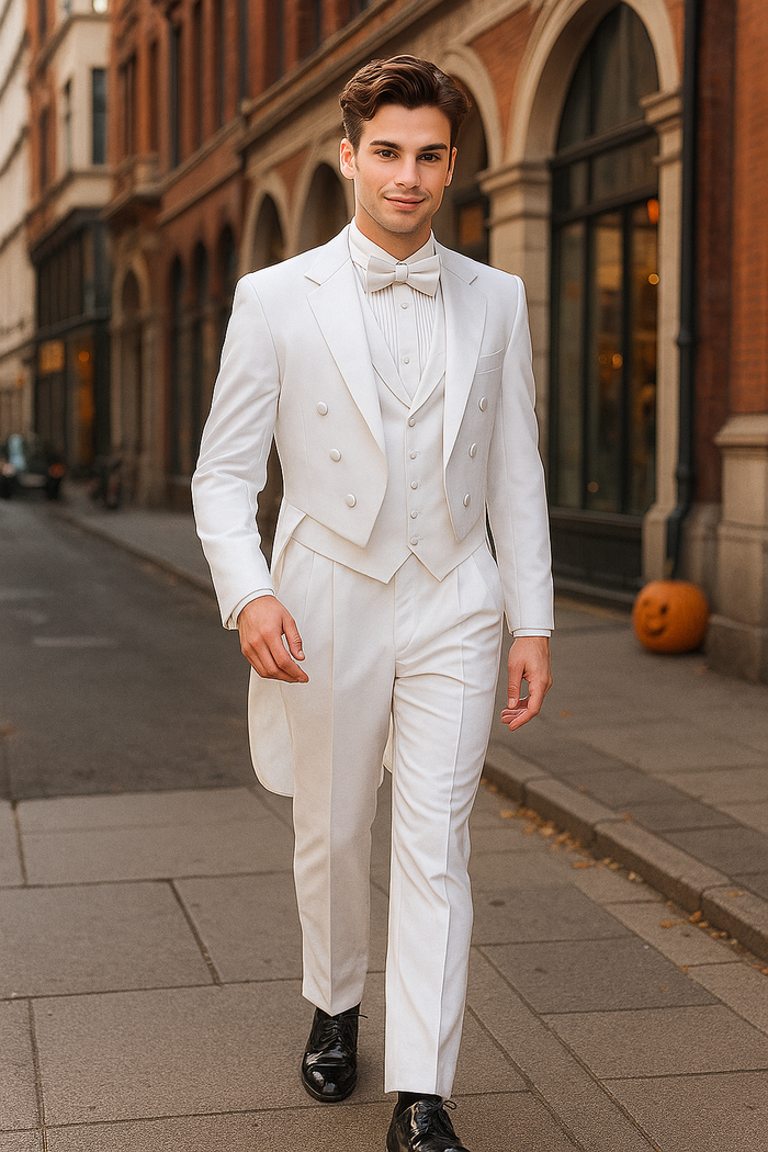 Men's Tuxedo Regular Fit Collection With Tails 3 Piece In White