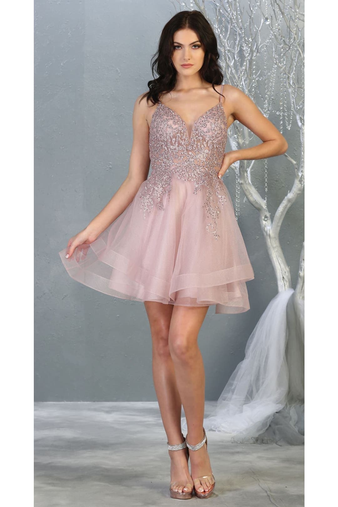 Quince Dama Dresses - Short Quinceanera Dresses in Color Mauve - 8