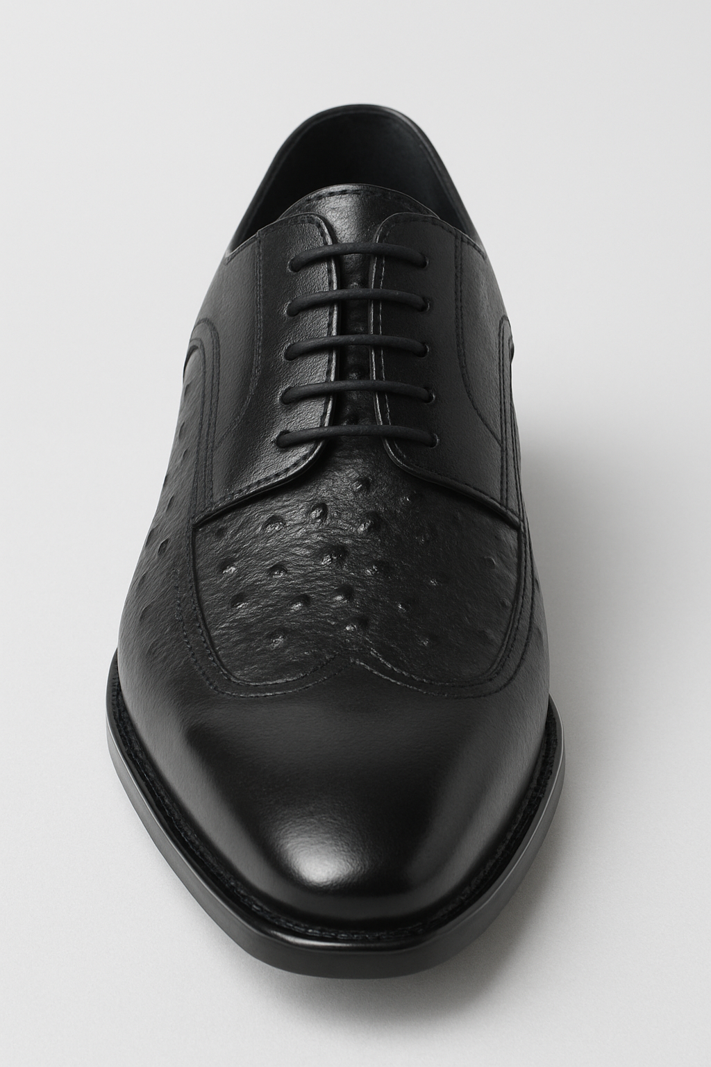 Mens Carrucci Ostrich Embossed Leather Wingtip Dress Shoe in Oxblood - 8