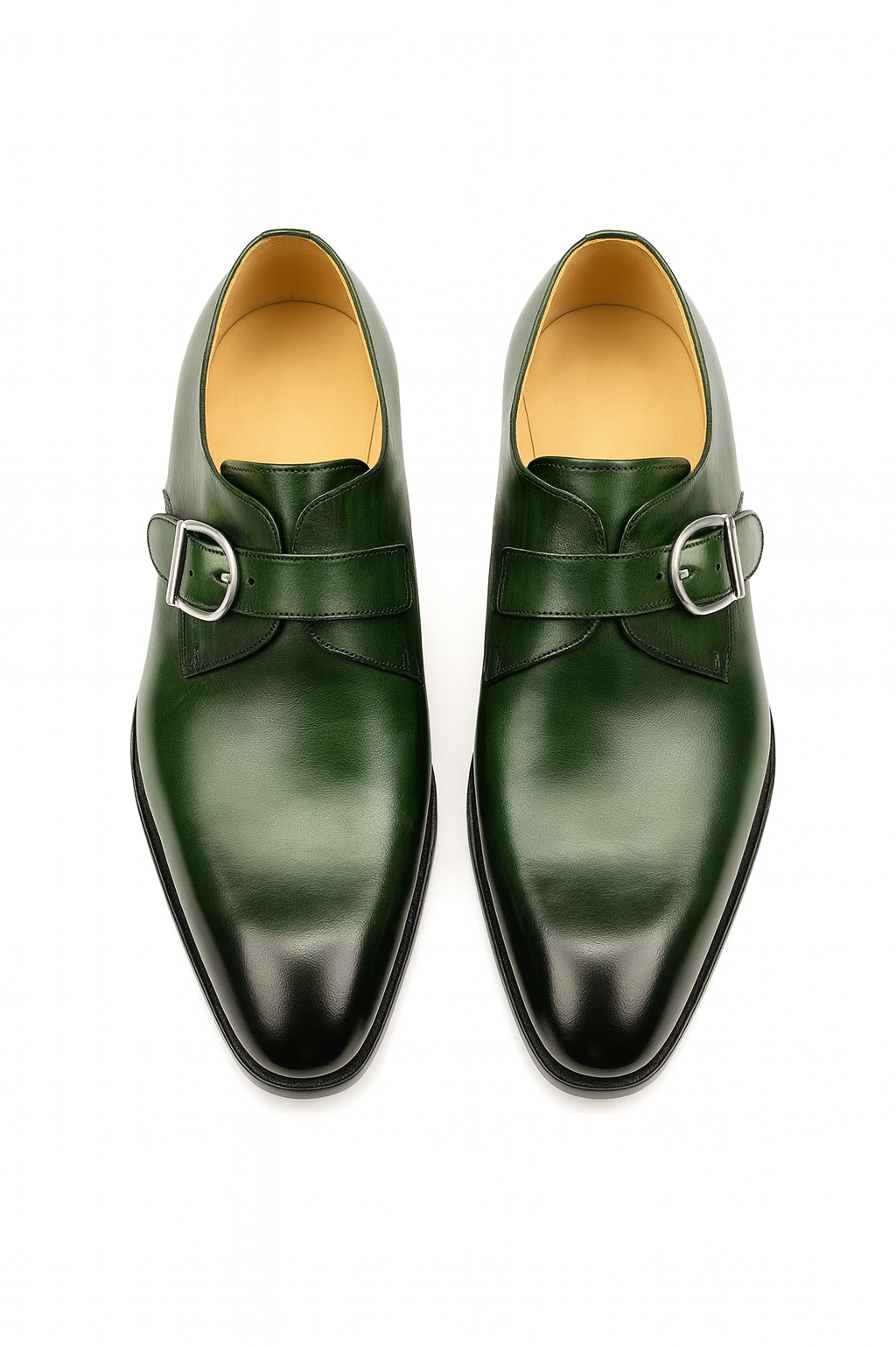 Mens Carrucci Classic Leather Fade Single D-Buckle Monk Strap Dress Shoe in Chestnut - 7