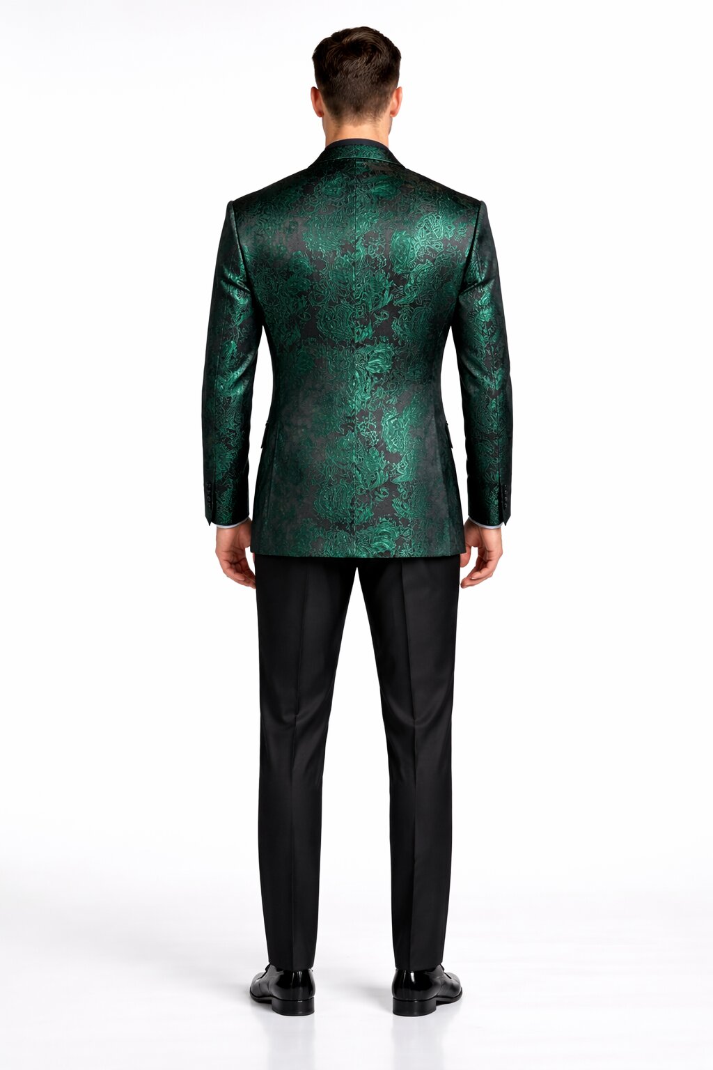 Emerald Green Paisley Tuxedo Suit - Prom Floral Tuxedo Suit - Groom Wedding Suit - 44 Regular