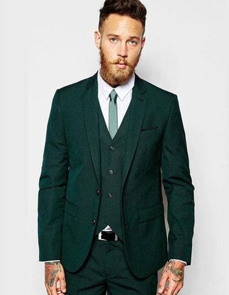 Mens Emerald Green Groomsmen Suits - Green