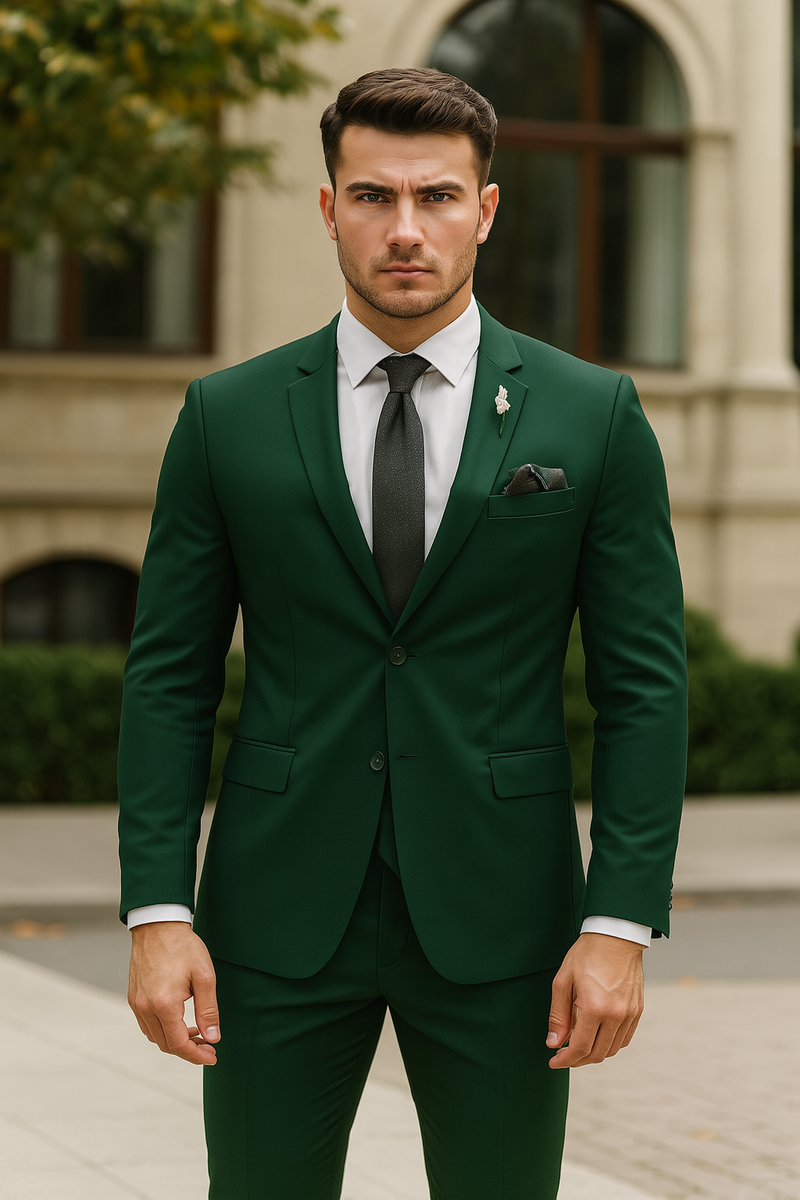 sachin and babi light blue dress Dark green three-piece suit