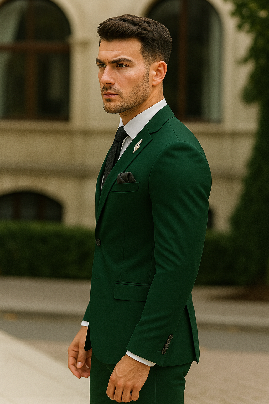 Emerald Green Suit - Slim Fit Wedding Suit For Groom and Groomsmen - Coat Size 38