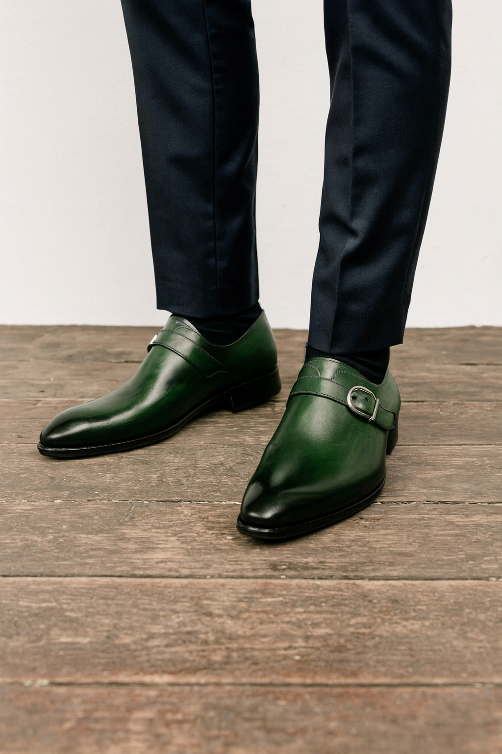 Mens Carrucci Classic Leather Fade Single D-Buckle Monk Strap Dress Shoe in Chestnut - 7