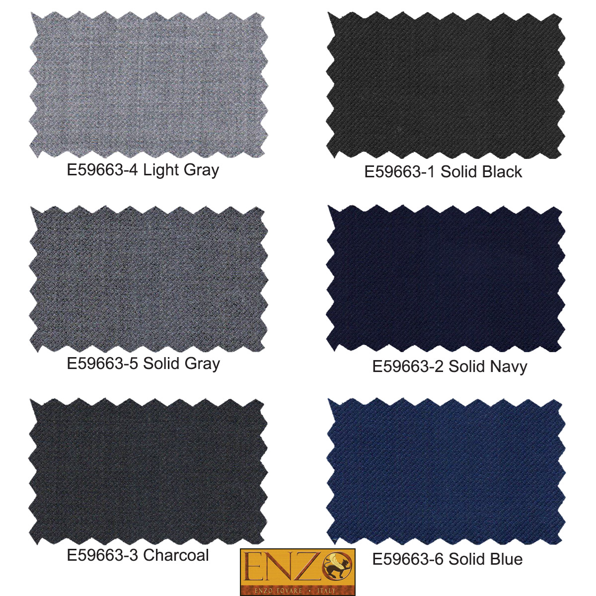 ENZO 150’s Super Wool 2-Button Suits in 6 Solid Colors - 34 Short or Extra Small