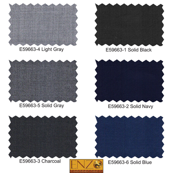 ENZO 150â€™s Super Wool 2-Button Suits in 6 Solid Colors
