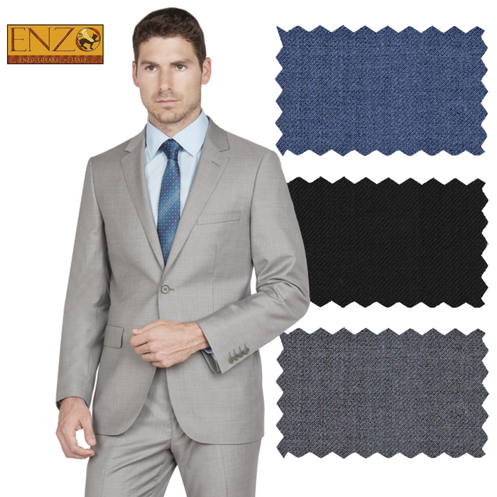 ENZO 150â€™s Super Wool 2-Button Suits in 6 Solid Colors