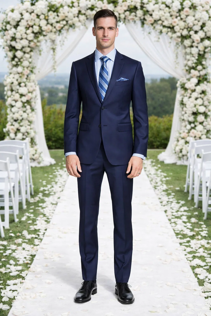 ENZO 150â€™s Super Wool 2-Button Suits in 6 Solid Colors