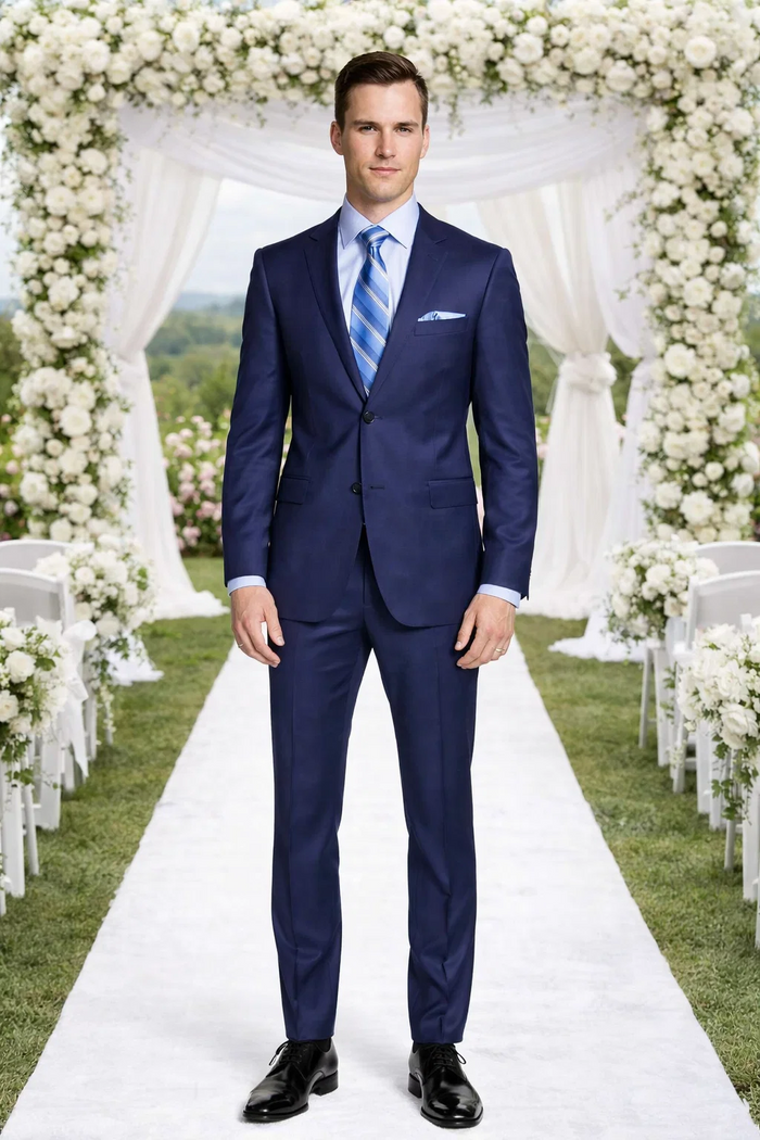 ENZO 150â€™s Super Wool 2-Button Suits in 6 Solid Fabrics Colors
