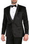Enzo Black Slim Fit Velvet Shawl Collar Tuxedo Blazer