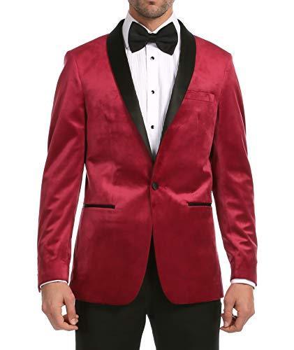 Enzo Burgundy Velvet Slim Fit Shawl Lapel Tuxedo Men's Blazer - 36 R