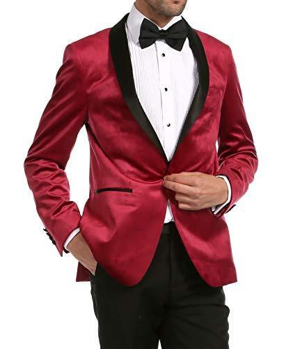 Enzo Burgundy Velvet Slim Fit Shawl Lapel Tuxedo Men's Blazer - 36 R
