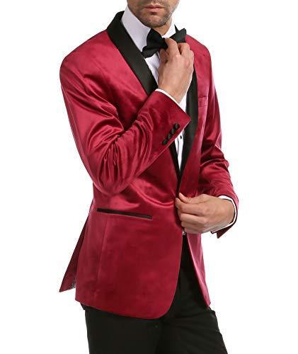 Enzo Burgundy Velvet Slim Fit Shawl Lapel Tuxedo Men's Blazer - 36 R