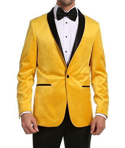 Enzo Gold Slim Fit Velvet Shawl Tuxedo Blazer For Men - 36 R