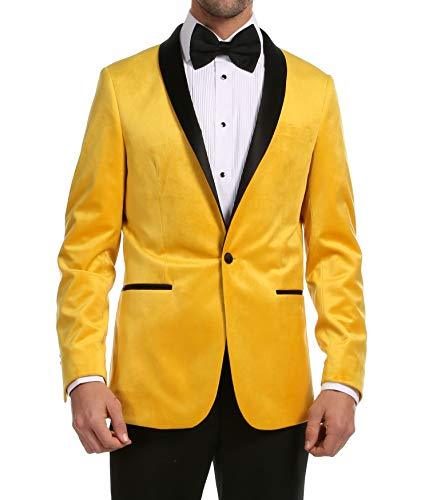 Enzo Gold Slim Fit Velvet Shawl Tuxedo Blazer For Men
