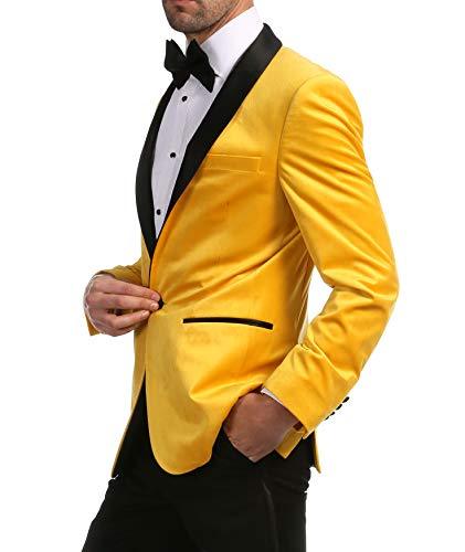 Enzo Gold Slim Fit Velvet Shawl Tuxedo Blazer For Men - 36 R