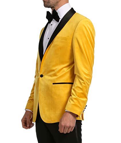 Enzo Gold Slim Fit Velvet Shawl Tuxedo Blazer For Men - 36 R