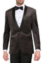 Grey  Slim  Fit Velvet Shawl Collar Tuxedo Blazer