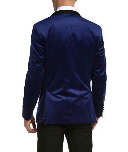 Enzo Indigo Velvet Slim Fit Shawl Lapel Tuxedo Men's Blazer - 36 R