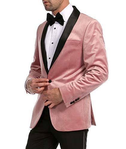 ENZO PINK SLIM FIT VELVET SHAWL TUXEDO BLAZER - 36 R