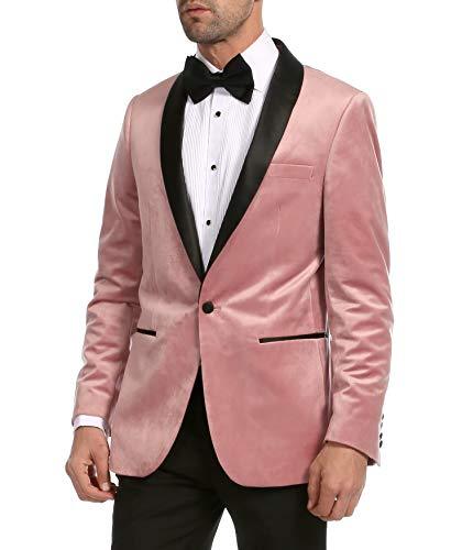 ENZO PINK SLIM FIT VELVET SHAWL TUXEDO BLAZER - 36 R