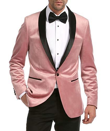 ENZO PINK SLIM FIT VELVET SHAWL TUXEDO BLAZER - 36 R