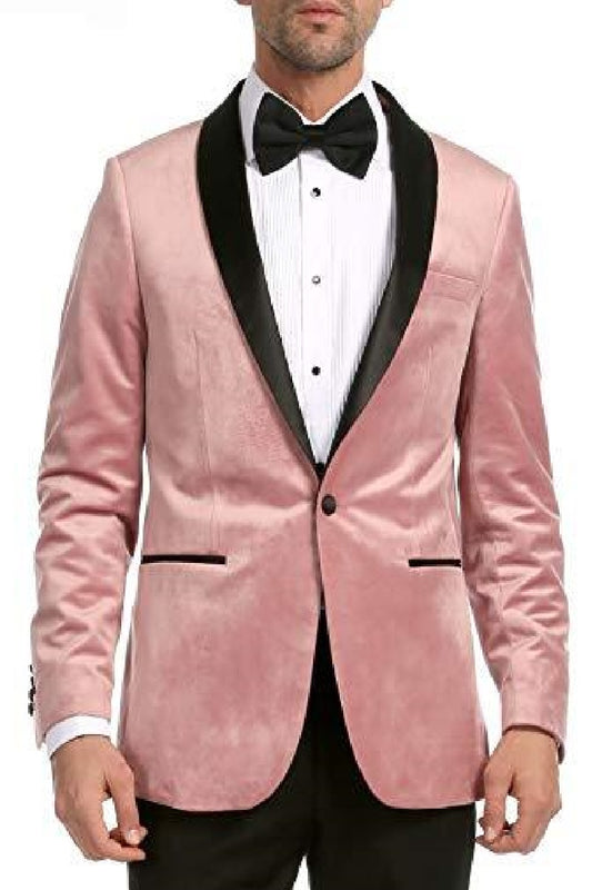 ENZO PINK SLIM FIT VELVET SHAWL TUXEDO BLAZER